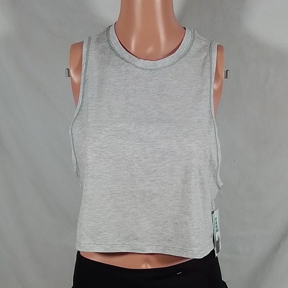 Tops - Women's  Cotton Cropped Muscle Tank Top-Light Heather Grey-Size: X-Small-NWT